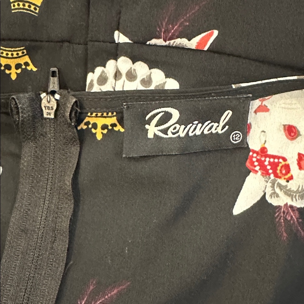Revival Black Queen of Hearts Rabbit Women's Skater Style Dress M - Picture 4 of 7